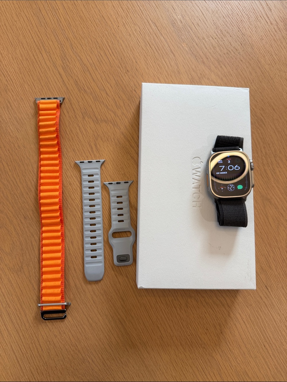 Apple Watch Ultra Titanium 49MM With 3 Bands Including Nomad Band! Also Box